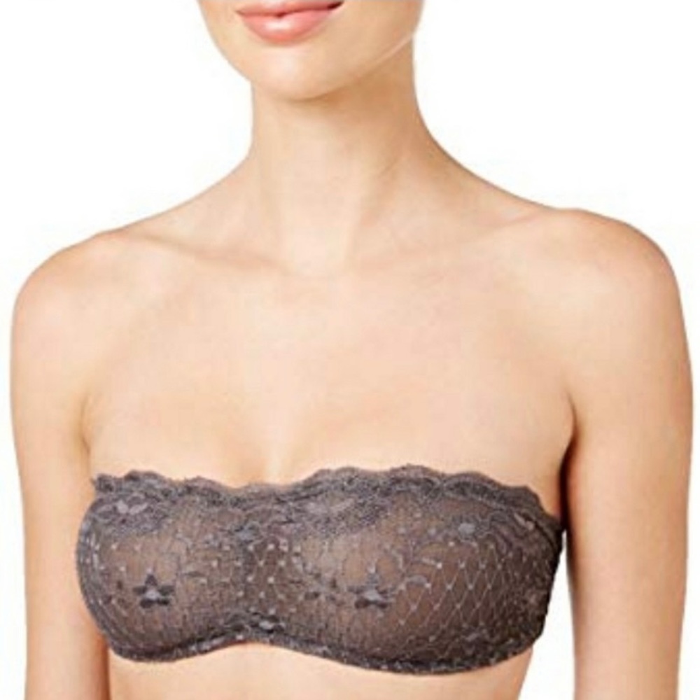 Free People Strappy Back Lace Bandeau Bra Charcoal